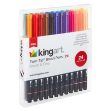 Kingart Pro Twin Tip Brush Pens (24 Pieces)