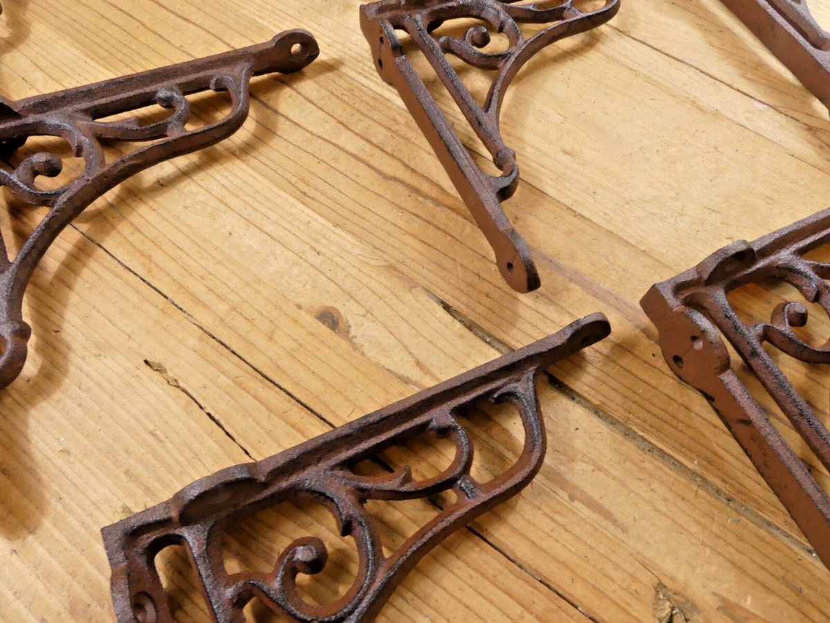 木製ラック・ウッドラック 612.Antique Iron Shelf Indonesia 8 Antique Style Vine Shelf Brace Wall Bracket Cast Iron Corbel 6