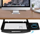 28"Lx8"W Steel Under Desk Keyboard Tray Slide Out + 360° Rotating Mouse Platform