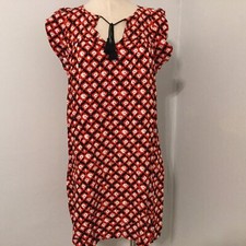 Ann Taylor LOFT Womens Size XS Dress Tunic Above Knee Geometric Orange Split 
