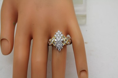 PAJ PRIME ARTS & JEWEL.925 S.S. CZ CLUSTER Gold gem. Gr. 12,25 #