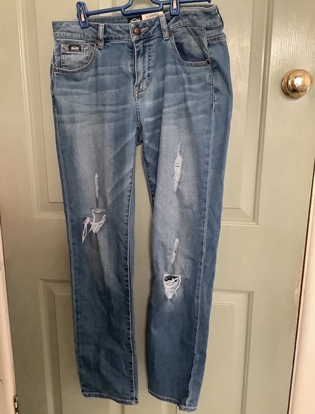 Superdry Harper Boyfriend Jeans Women's Size 28W Blue Denim Thrashed Stretch