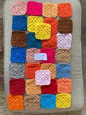 30 Approx 4 inch GRANNY SQUARES BLOCKS Crocheted AFGHAN ASSORTED COLORS LOT 6
