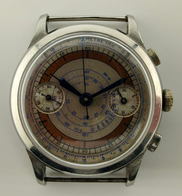 Landeron Caliber 39 oversized Chrono from 1940s, stainless steel