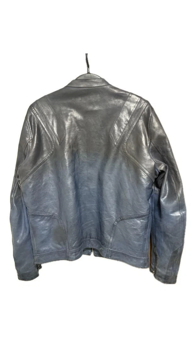 Giacca di pelle Gucci blu sfumato rara