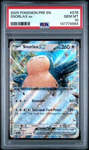 Pokemon Prismatic Evolutions Snorlax EX & Blissey EX #076 Snorlax EX PSA 10 Card