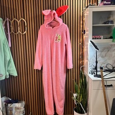 A Christmas Story Pink Bunny jumpsuit Adult Costume Hooded Fleece Size Large