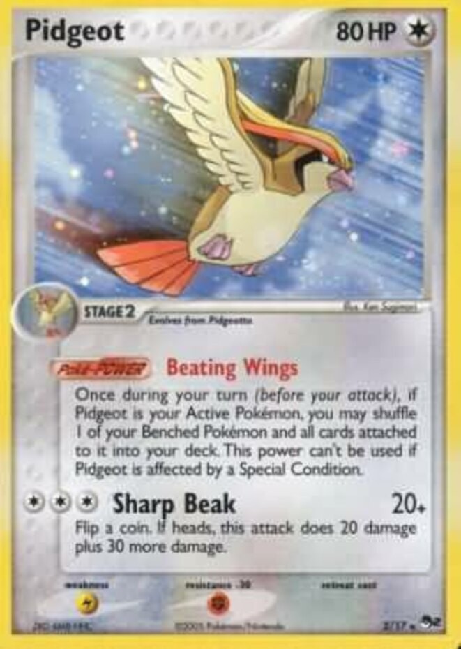 Moderately Played Pidgeot - 2/17 - Holo Rare Pokemon POP Series 2