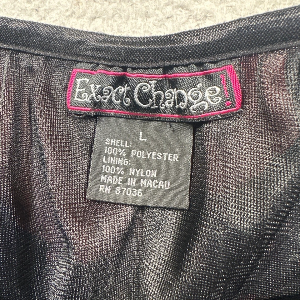 Falda midi transparente vintage Y2K Exact Change negra roja con estampado de rosas para mujer talla L Foto 4 de 4