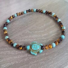Turtle Turquoise Foot Bracelet Tiger Eye Ston...