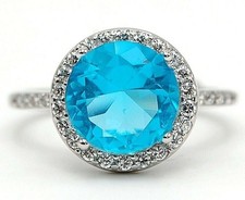 3CT Blue Topaz  Topaz 925 Solid Sterling Silver Ring Sz 6, UB4-5