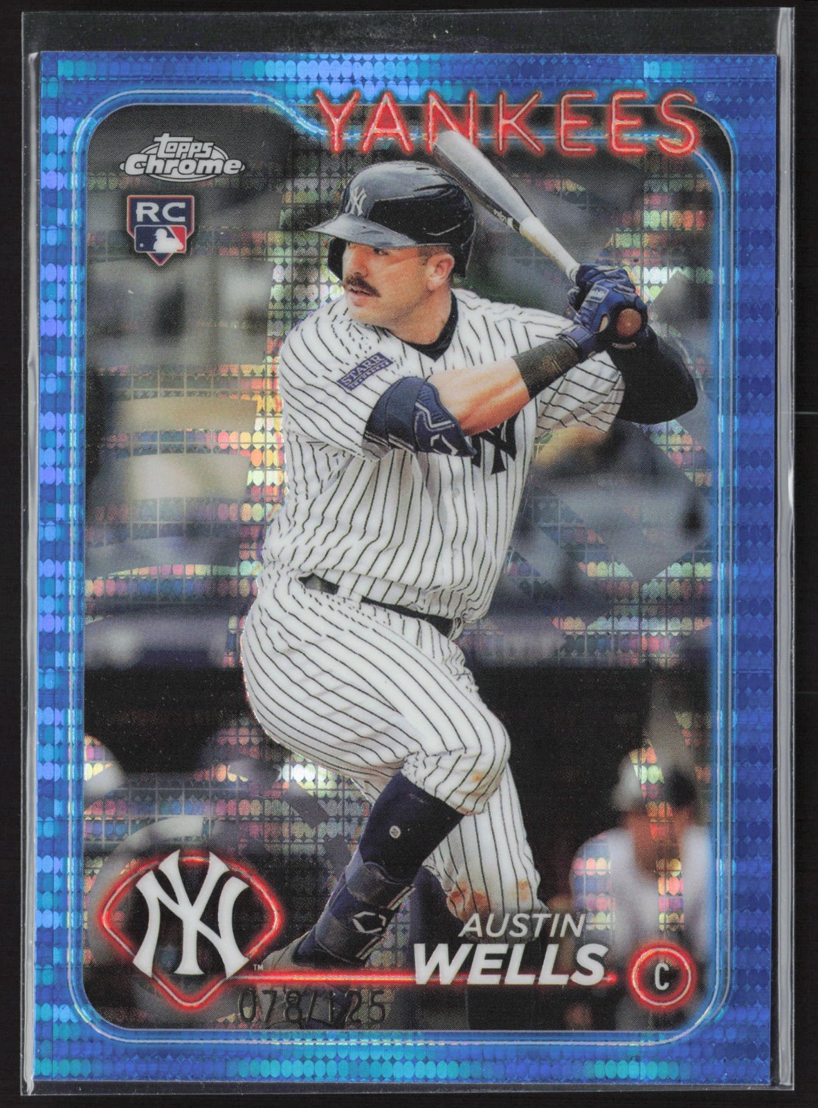 2024 Topps Chrome Rookie Blue Sonar Austin Wells RC #281 /125 YANKEES