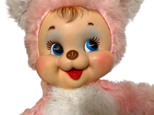 "Oso de peluche Rushton cara de goma rosa feliz vintage 18""" - Imagen 5 de 24