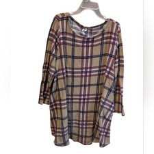 Emerald Plaid Waffle Knit Tunic Dress Size Extra Large