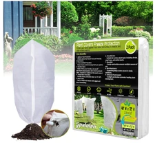 Plant Covers Freeze Protection, Frost Cloth with Zipper Drawstring Blanket  2-Pk