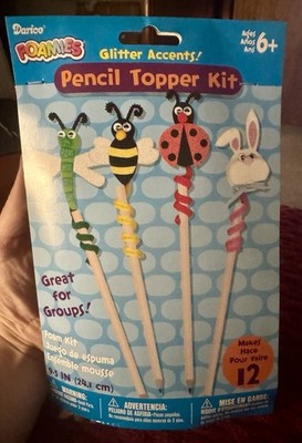 Darice Foamies Glitter Accents Pencil Topper Kit New In Package, Makes 12