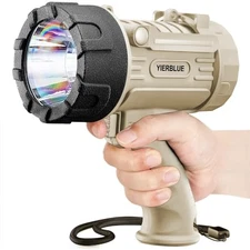  Rechargeable Spotlight Flashlight with 1500 Lumen LED, IP67 Waterproof Pearl