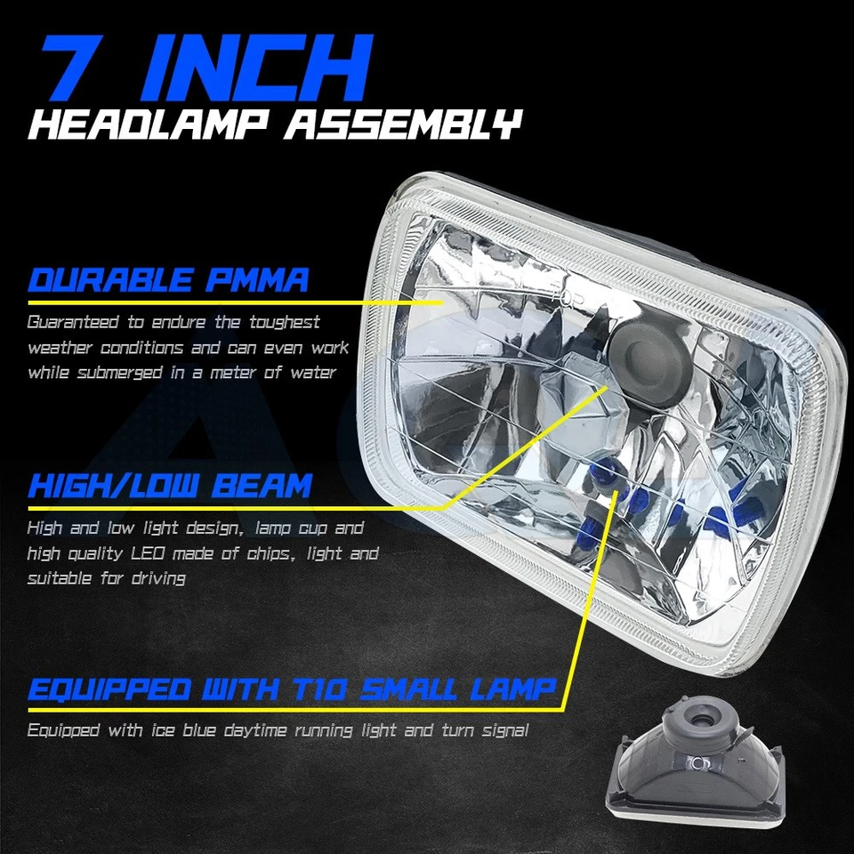 2Pcs 5x7" 7x6" LED High Low Beam Headlights For Plymouth Colt 1983-1990 Foto 2 de 4