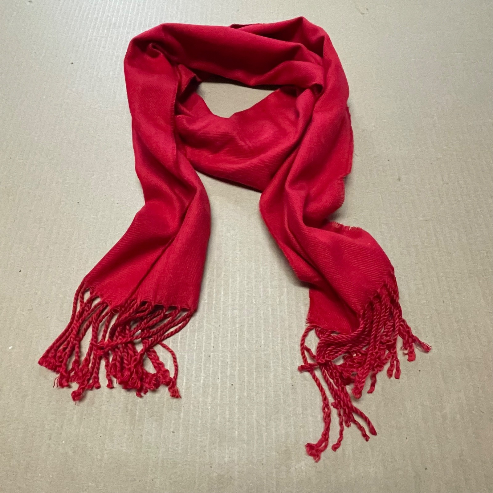 Rectangle Scarf Solid Red Festive Holiday Bright … - image 1
