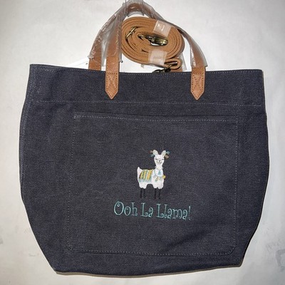 Thirty One Tote Bag Purse Black Embroider Llama  Ooh La Llama! 2 Handles & Strap