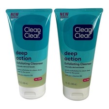 2 Clean  Clear DEEP ACTION Exfoliating Bead Cleanser, Oil Free, 5 fl oz ea NEW