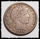 1906-O BARBER HALF DOLLAR  Nice ORIGINAL UNCLEANED  Sharp VF+  #18D26