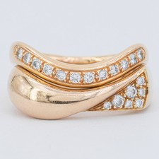 Gr. 54 - Vintage Diamant 0,34 ct. Brillant Doppelring Gelbgold 750/18K