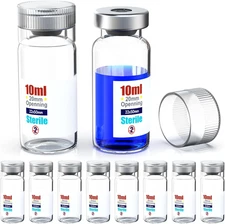 Sterile Empty Vial with Reusable Plastic Cap,Ready to Fill Glass Containers, Liq