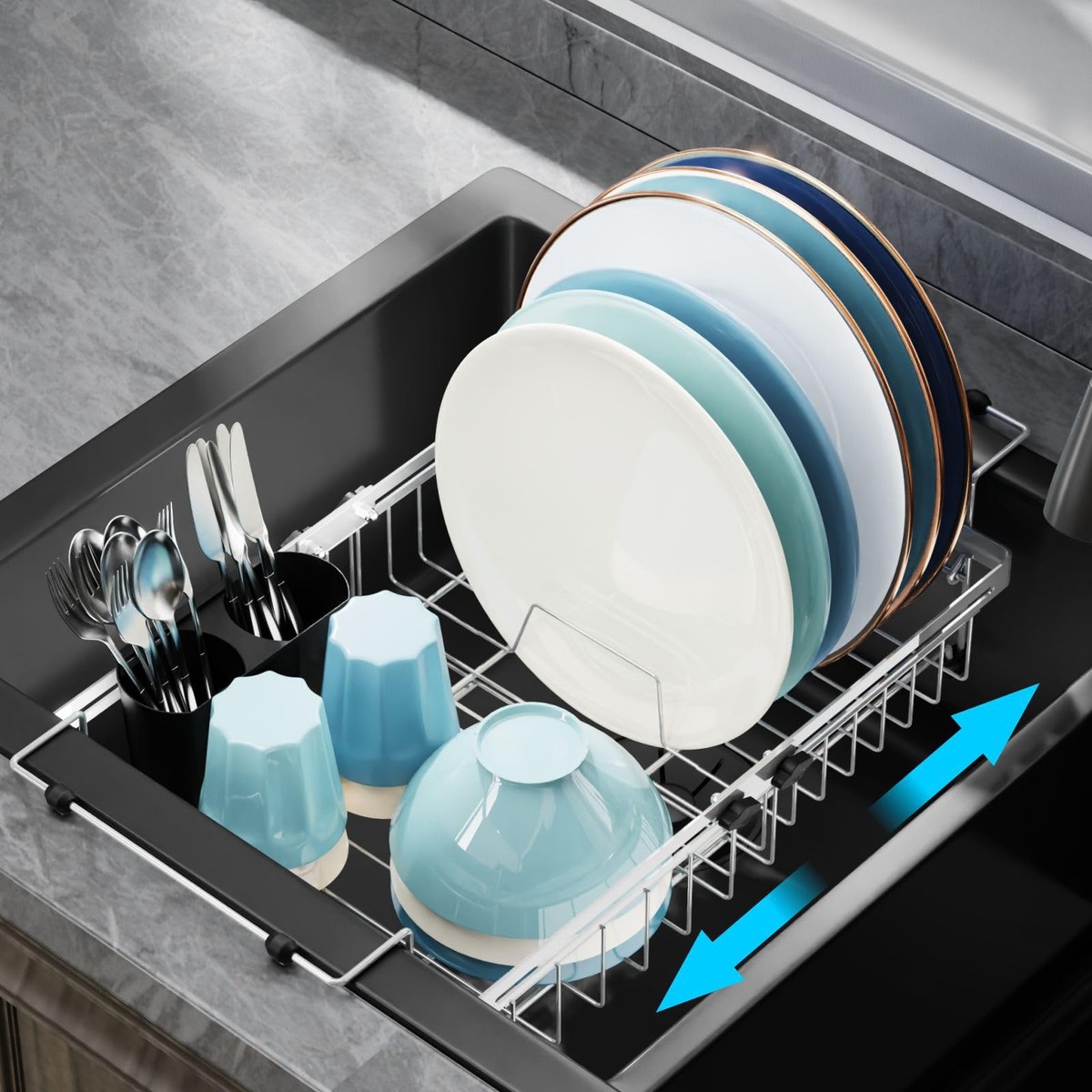 GSlife in Sink Dish Drying Rack Stainless Steel Capacity