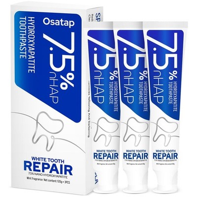 Hydroxyapatite Toothpaste, 7.5% Nano HA, Fluoride Free 4.23 Ounce (Pack of 3)