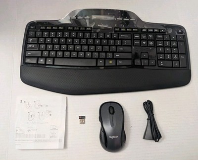 Logitech K710 Wireless Keyboard  Built-In LCD & M510 Mouse W/Dongle Tested 