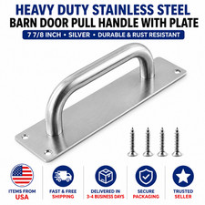 Heavy Duty Stainless Steel Barn Door Pull Handle with Plate 7 7/8in Silver