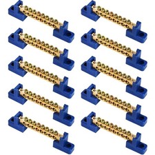TOPZEA 10 Pack Terminal Bus Bar, 8 Positions Screw Brass Terminal Grounding Stri