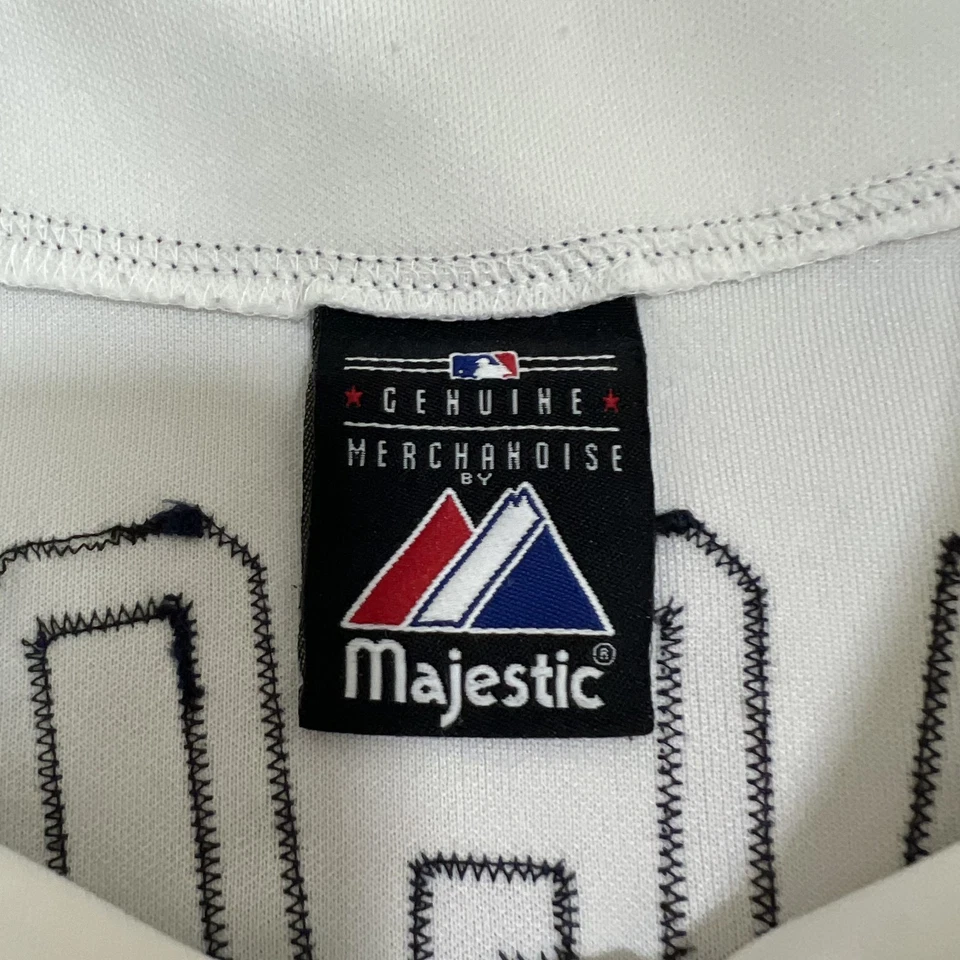 Camiseta de colección Majestic Tampa Bay Rays para hombre 2XL punto blanco Evan Longoria #3 Y2K Foto 3 de 4