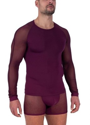 Manstore long sleeves shirt M2315 size S RRP:  89.95 NEW burgundy transparent