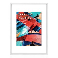 A1 Poster Frame,23.4x33.1in Natural Soild Wood White Picture Frames with Poli...