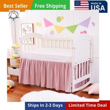 Pink Crib Bed Skirts 100 Cotton Cot Bow Baby Crib Skirt for Boys Girls Nursery