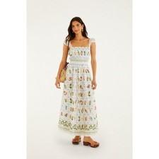 NWT Farm Rio Off-White Tropical Porcelain Maxi Dress