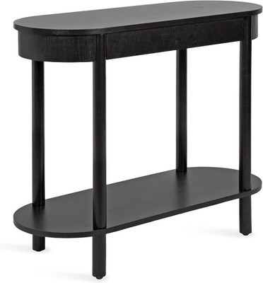 Koji Black Tiered Console Table with Storage for Entryway