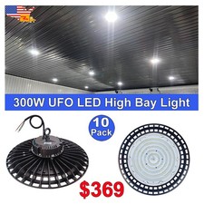 10Pack UFO Led High Bay Light 300W 6500K Barn Workshop Industrial Facility Light