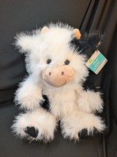 New 11-inch Black and White Fuzzy Cow Plush Way To Celebrate, Easter, farm theme