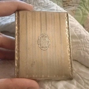 ART DECO-835-Silver Cigarette Case With Hallmarks-guilloche