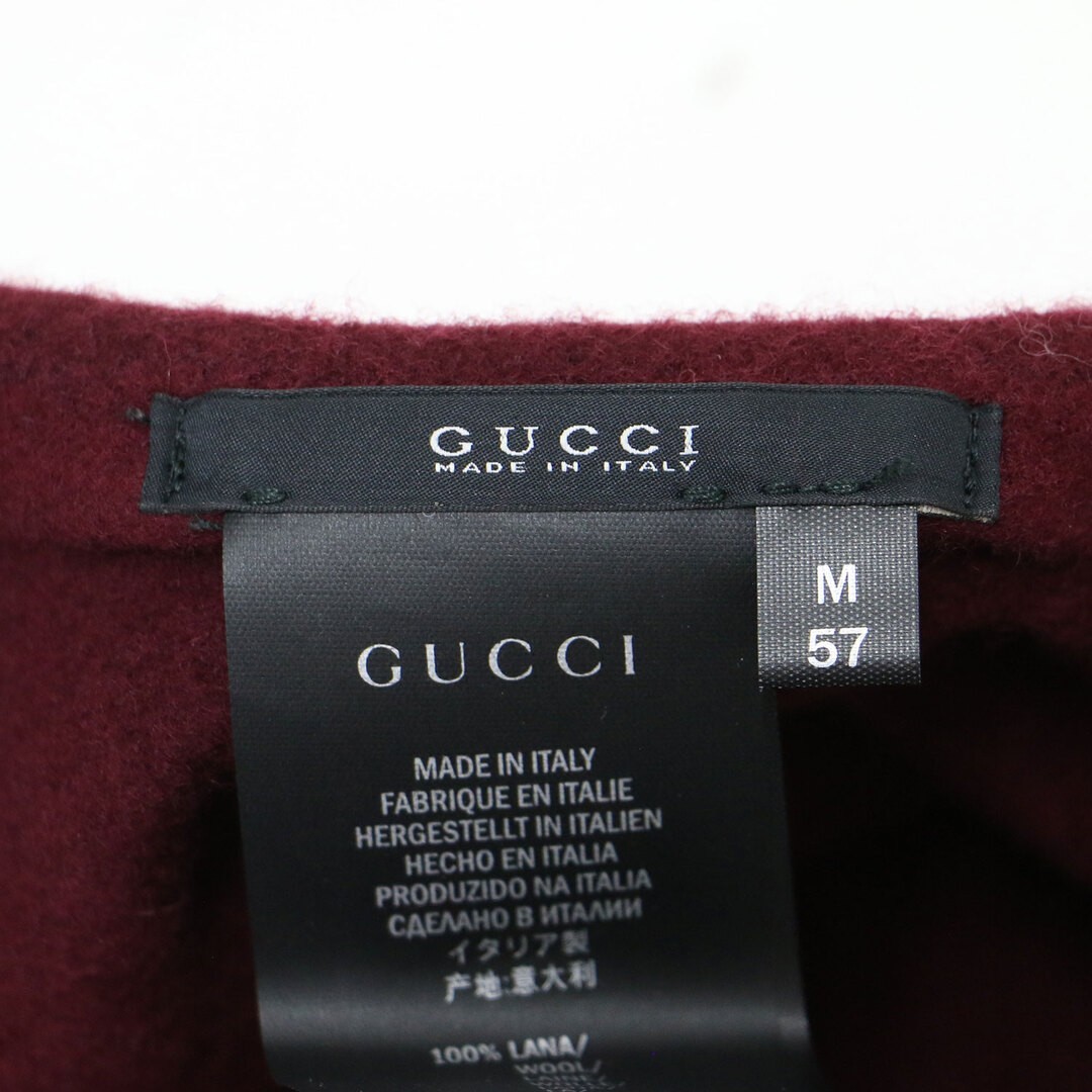 GUCCI Wool Beret Bordeaux Red M Size Women Classic Hat US 22.4in
