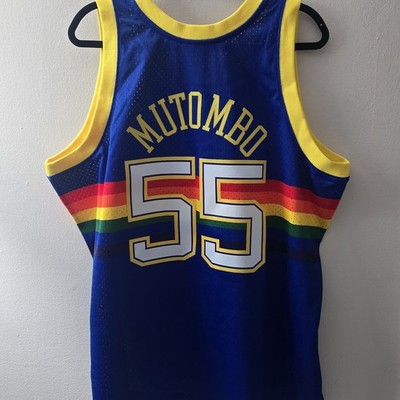 Dikembe Mutombo Denver Nuggets Rainbow Skyline Mitchell & Ness Jersey XL NWOT