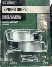 Lot of 4 Everbilt 7/8" Wall-Mounted Steel Spring Grip Storage Hooks 2 PK NOS