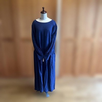 ICHI Antiquites Noir Linen Dress with Back Ribbon Total Length 121cm Used