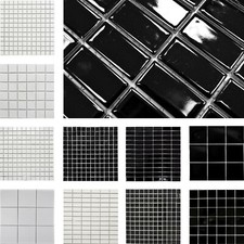 Mosaïque de Céramique Carrelage Miroir Paroi Douche Küchenwand Wc Blanc Noir