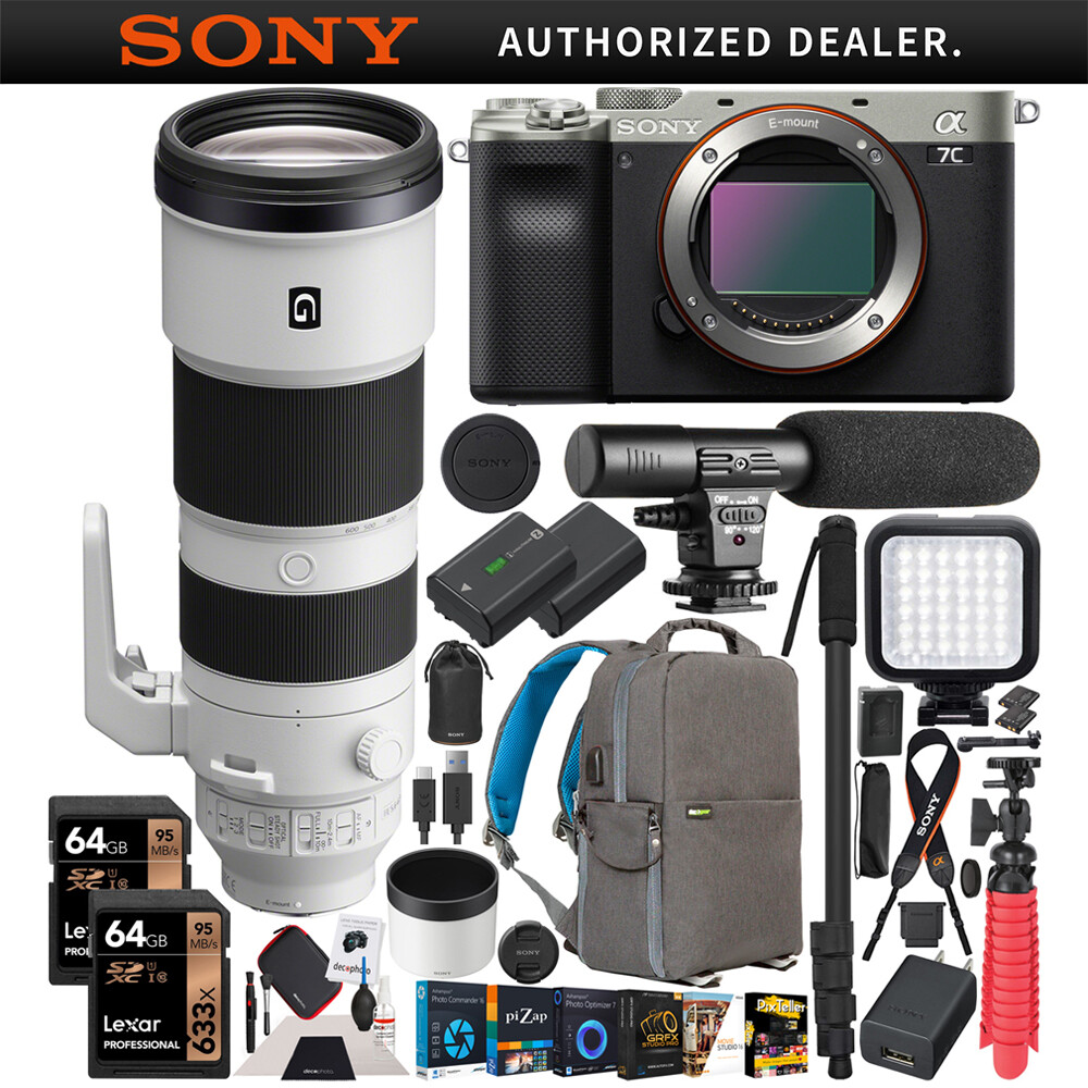 Беззеркальный фотоаппарат Sony a7C Серебристый + объектив 200-600 мм F5.6-6.3 G SEL200600G в комплекте