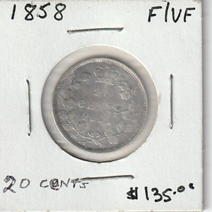 1858 Canada Twenty 20 Cents Coin