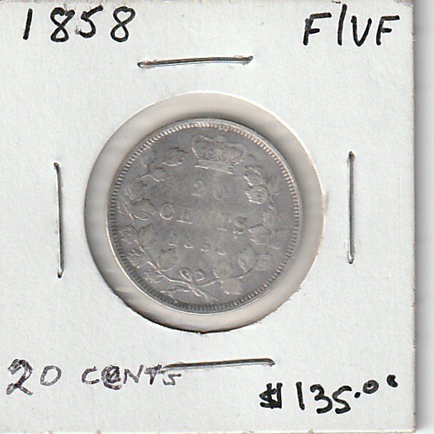 1858 Canada Twenty 20 Cents Coin